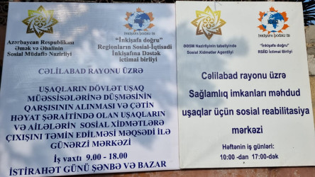 Cəlilabad rayonunda fəaliyyət göstərən günərzi qayğı mərkəzi ziyarət olunub