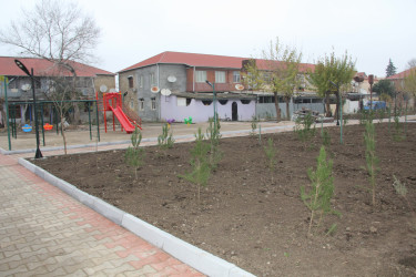 Cəlilabad şəhərində icra olunan abad həyət layihəsində son tamamlama işləri aparılır